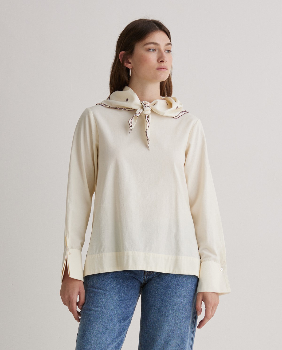 Blusa pañuelo extraíble crudo - Blusa 100% algodón 2