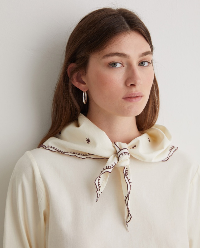 Raw removable scarf blouse - 100% cotton blouse