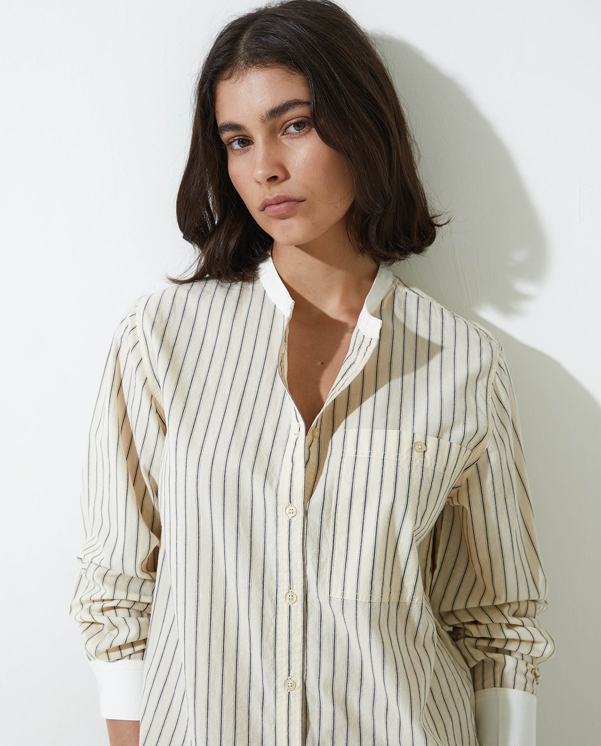 Blusa 100% algodón rayas crudo - Blusa 100% algodón