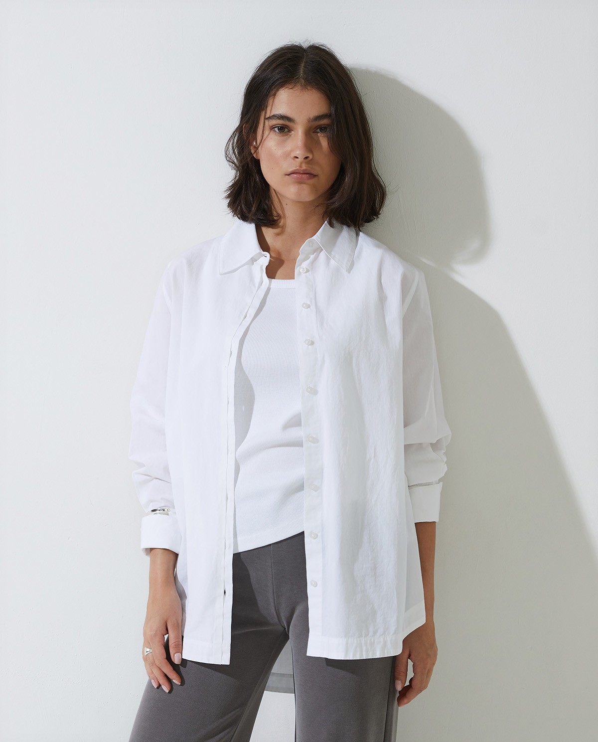 Camisa popelín cotó orgànic blanc - Camisa oversize 100% cotó orgànic