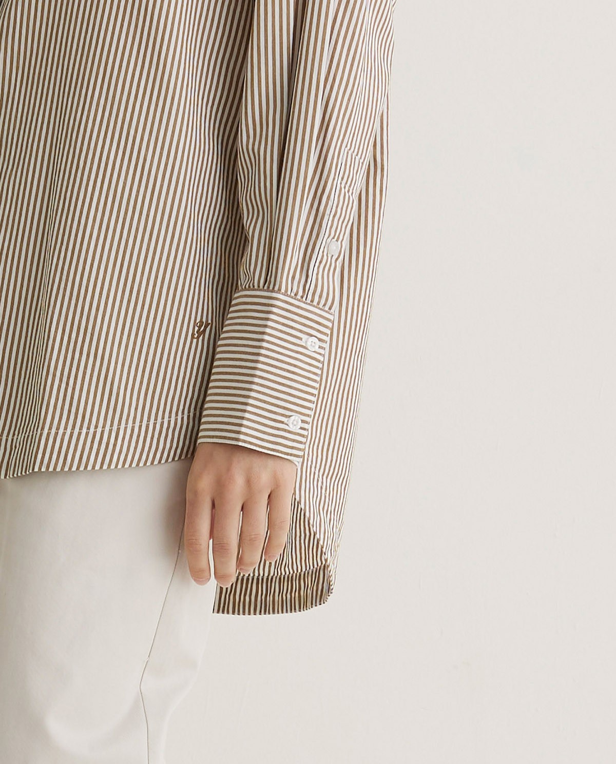 Camel-striped organic cotton poplin shirt - Oversized shirt <strong>100% organic cotton 7
