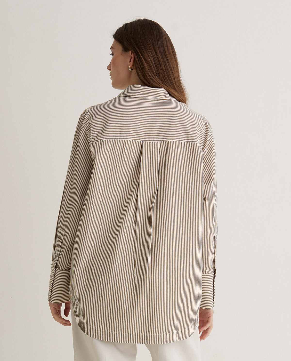 Camel-striped organic cotton poplin shirt - Oversized shirt <strong>100% organic cotton 8