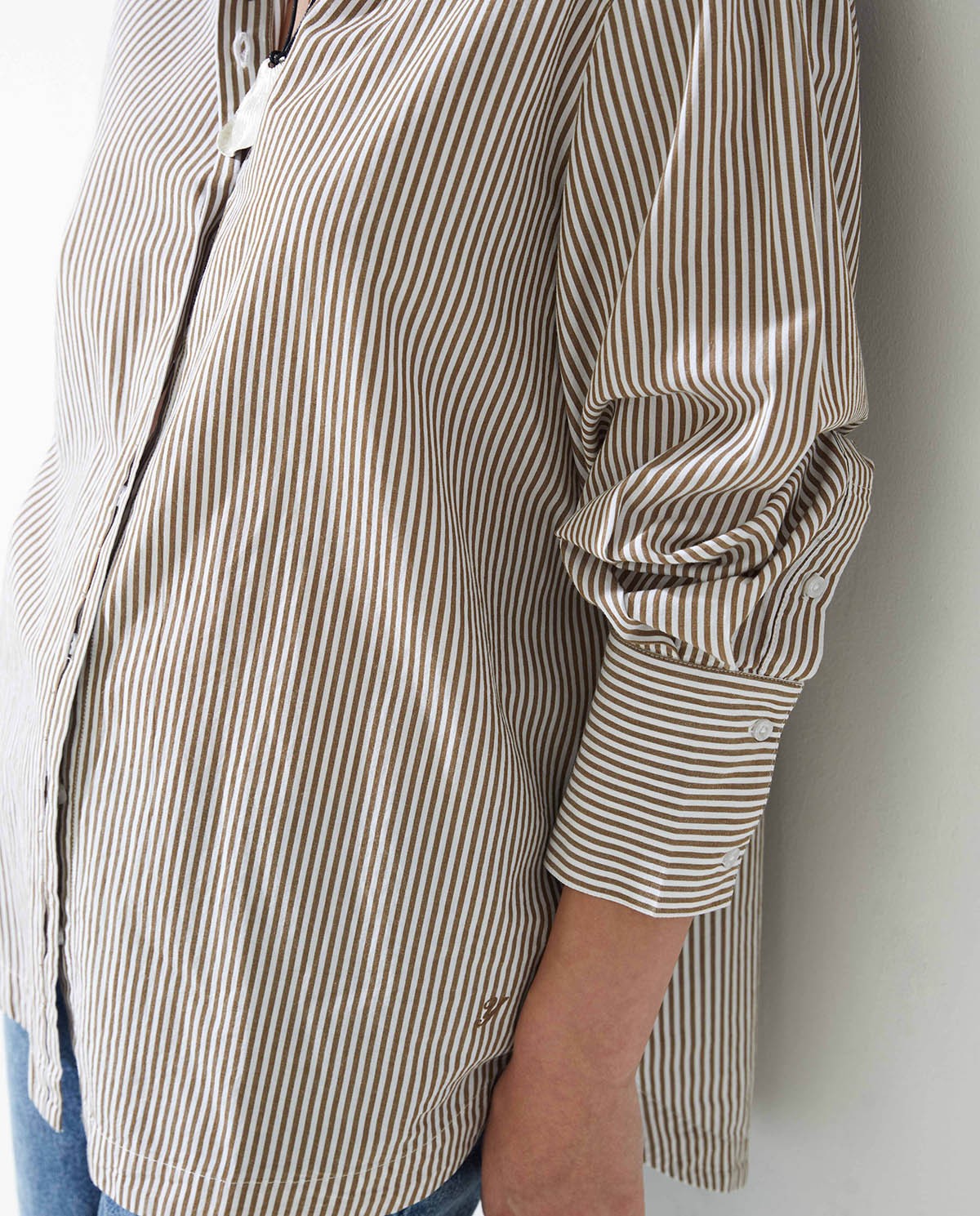 Camel-striped organic cotton poplin shirt - Oversized shirt <strong>100% organic cotton 2