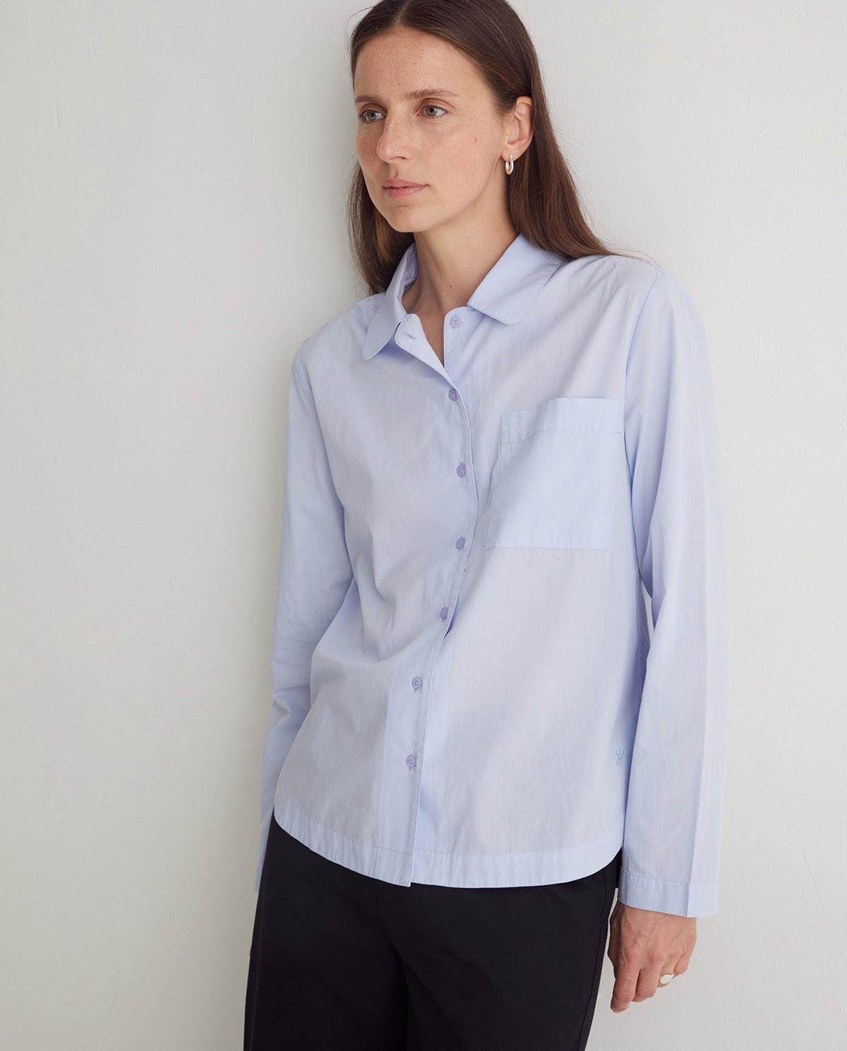 Camisa popelín 100% algodón orgánico azul claro - Camisa de popelín <strong>100% algodón orgánico
