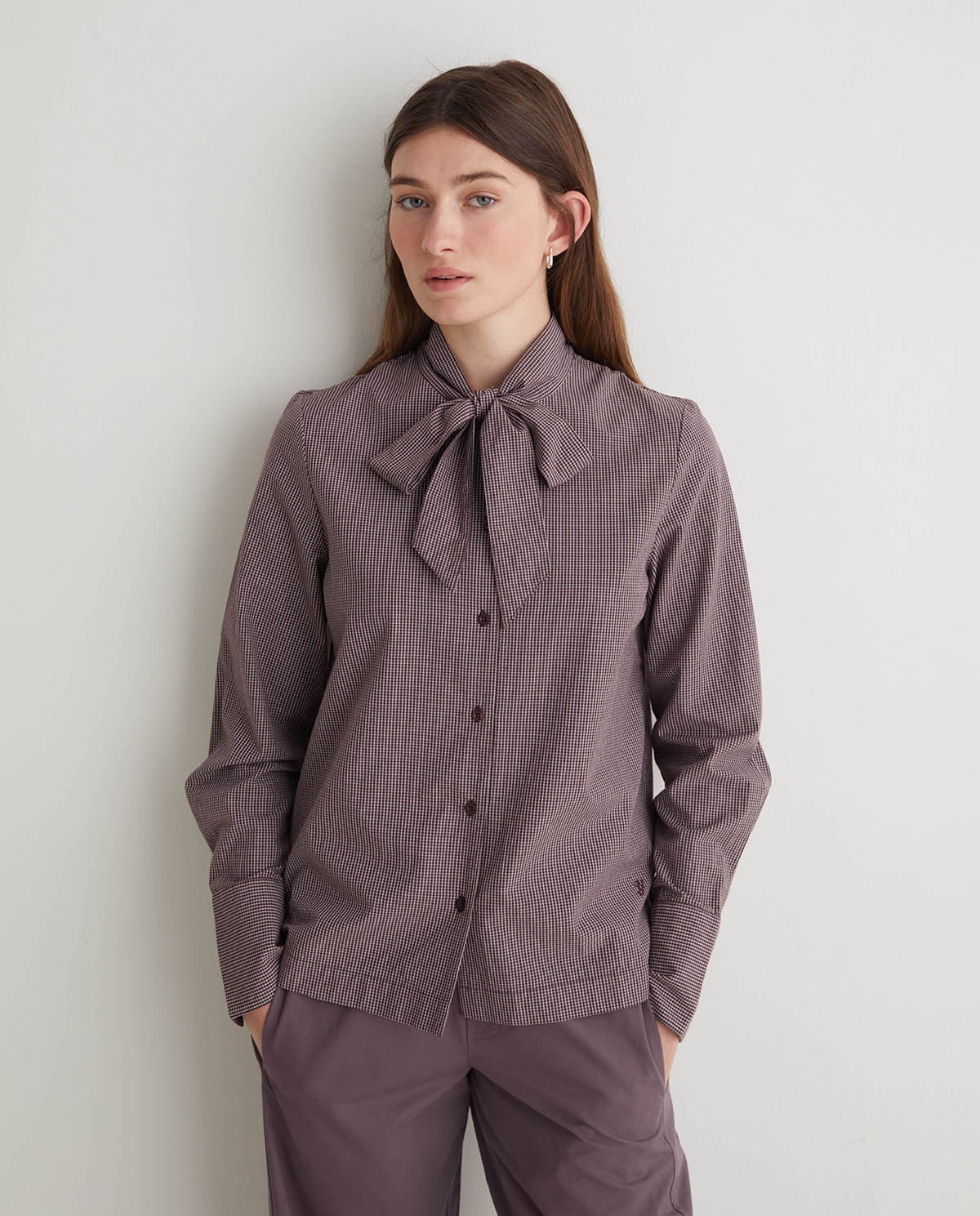 Blusa de cuadros 100% algodón marrón - Blusa 100% algodón