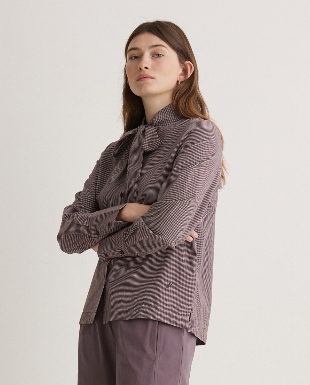 Blusa de cuadros 100% algodón marrón - Blusa 100% algodón 3