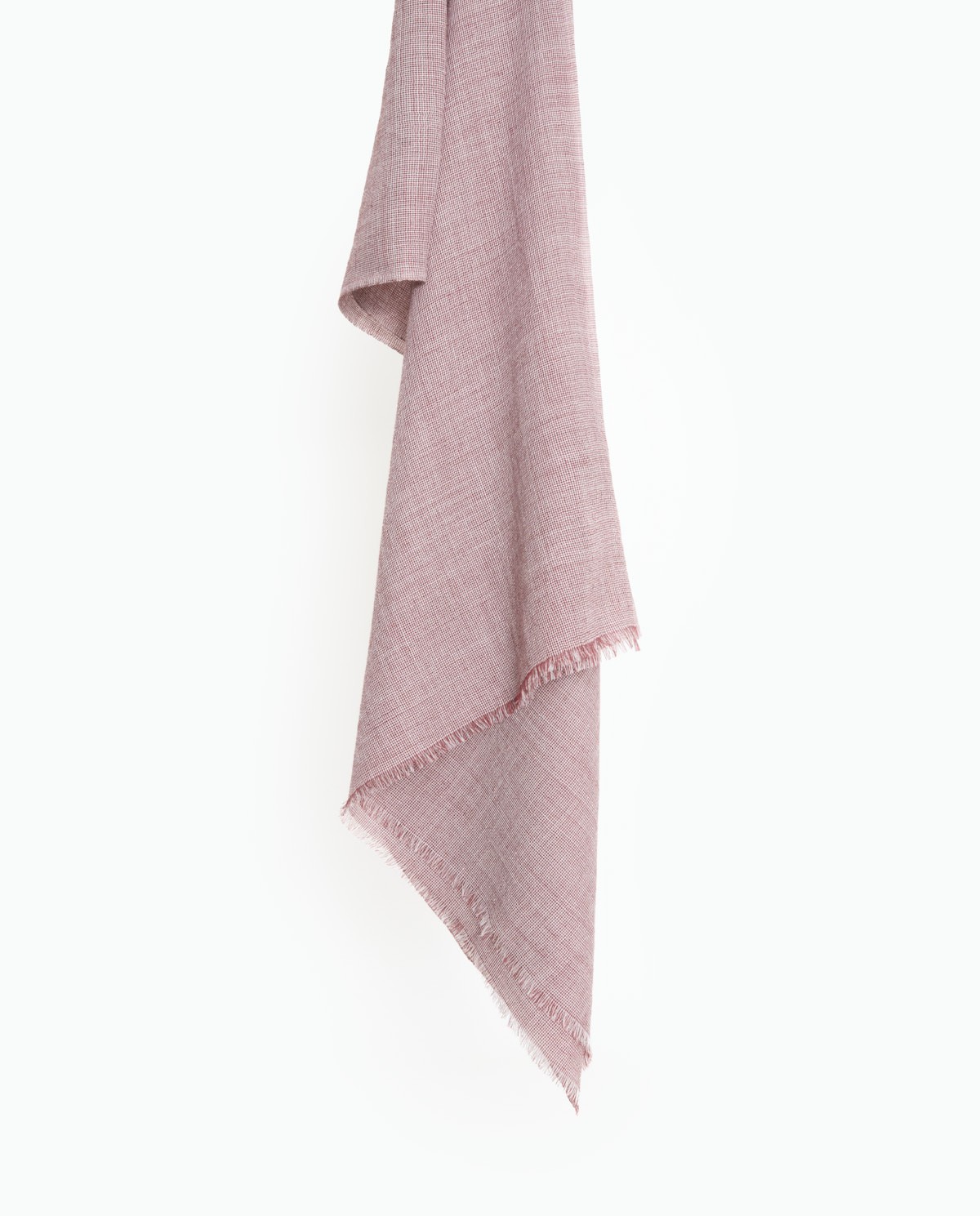 Burgundy 100% wool foulard with mini checks woman Yerse - Front view 1