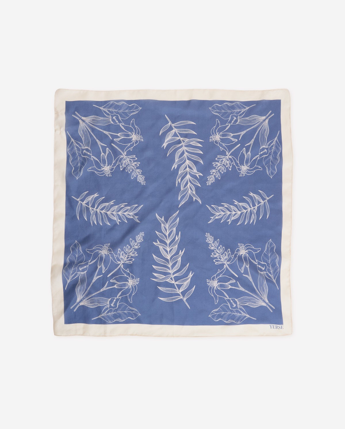 Pañuelo 100% seda flores azul - Pañuelo 100% seda 2