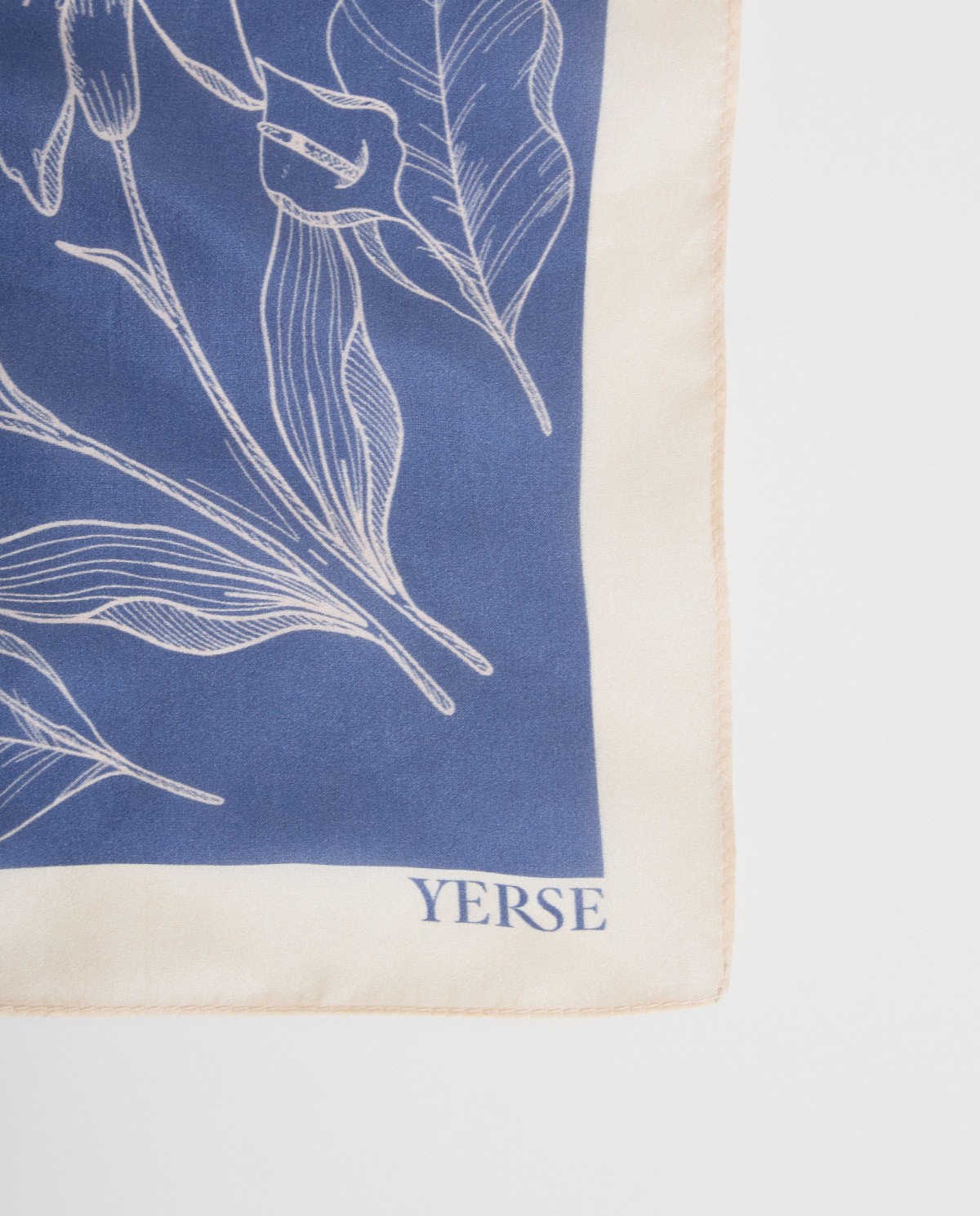 Pañuelo 100% seda flores azul - Pañuelo 100% seda 4