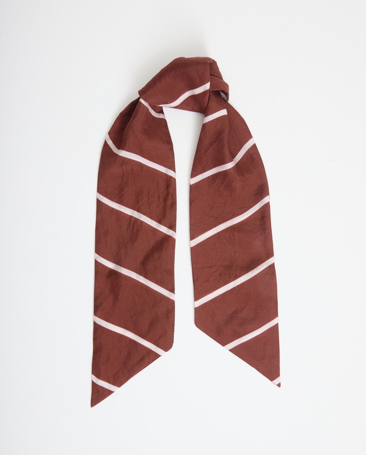 Maroon striped 100% silk bow tie woman Yerse - Front view 3