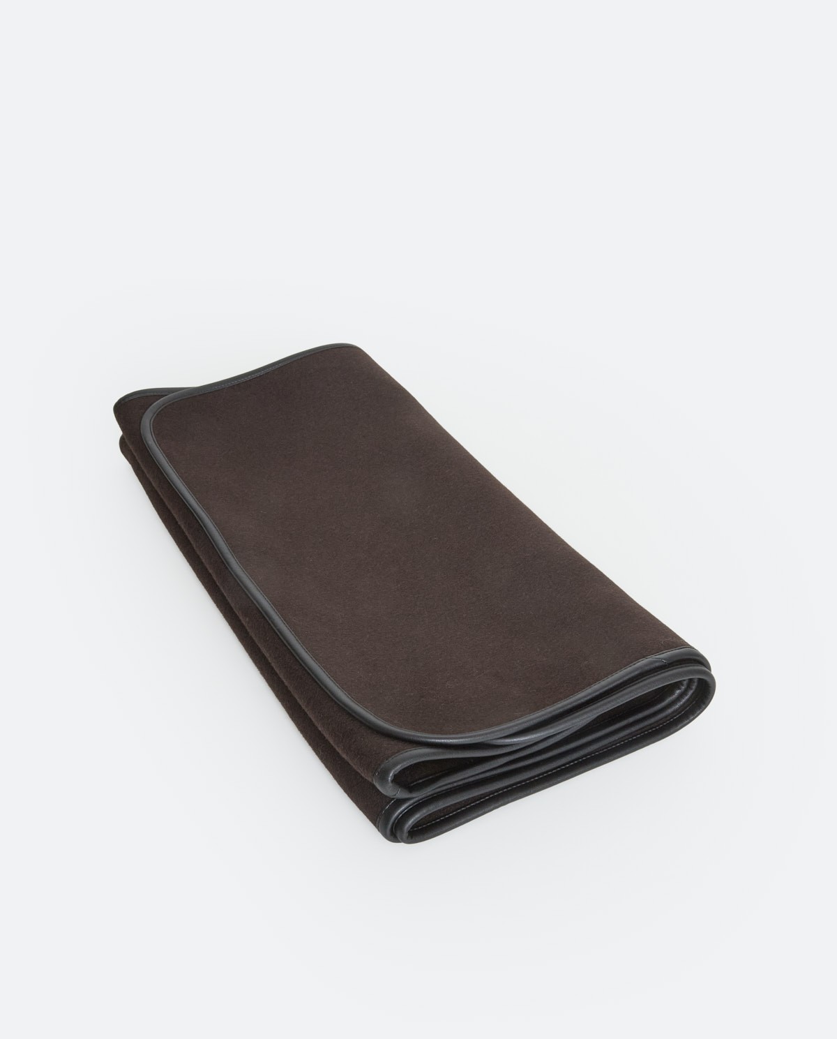 Bufanda ribeteada lana y piel vegana chocolate - Bufanda doble faz 5