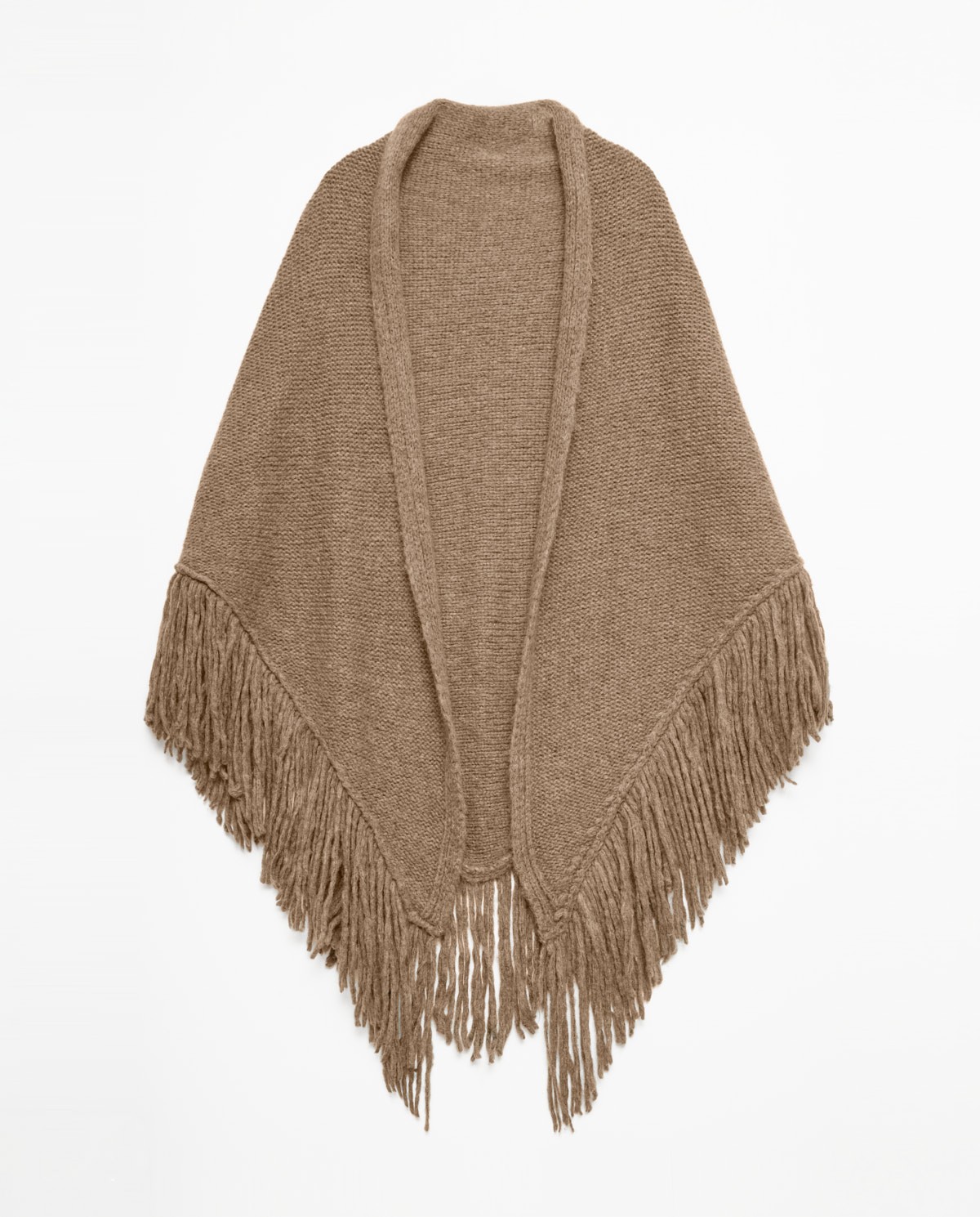 Poncho tricot fibras recicladas y lana beige - Poncho tricot 3