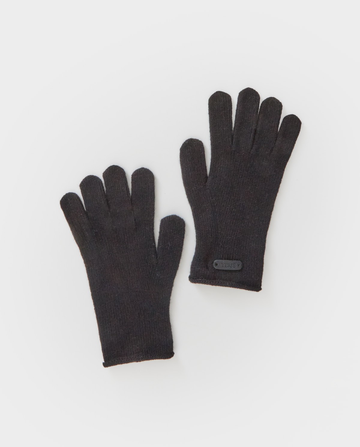 Gants en maille 100 % laine noir femme Yerse - Détail vue de face