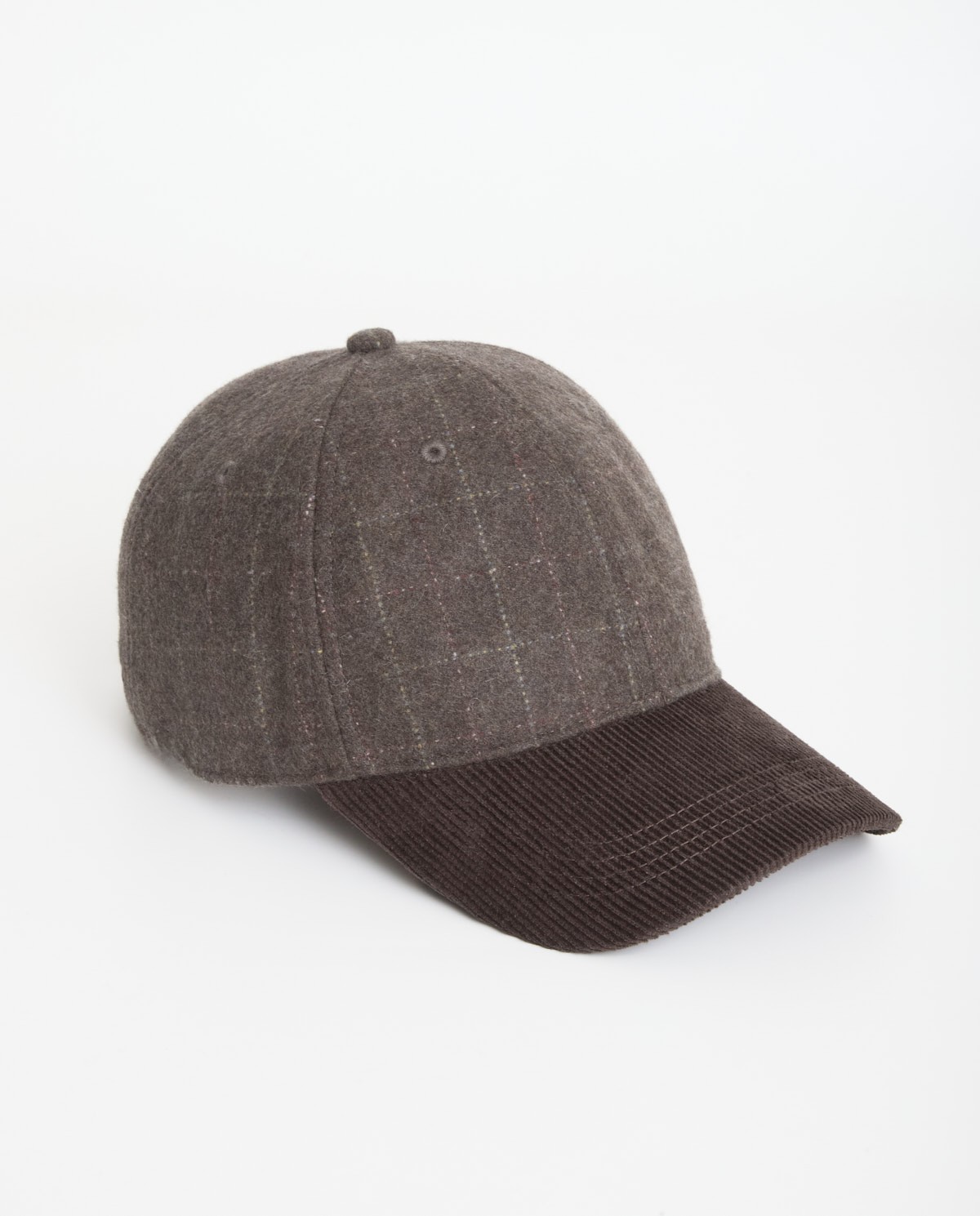 Brown corduroy and flannel hat