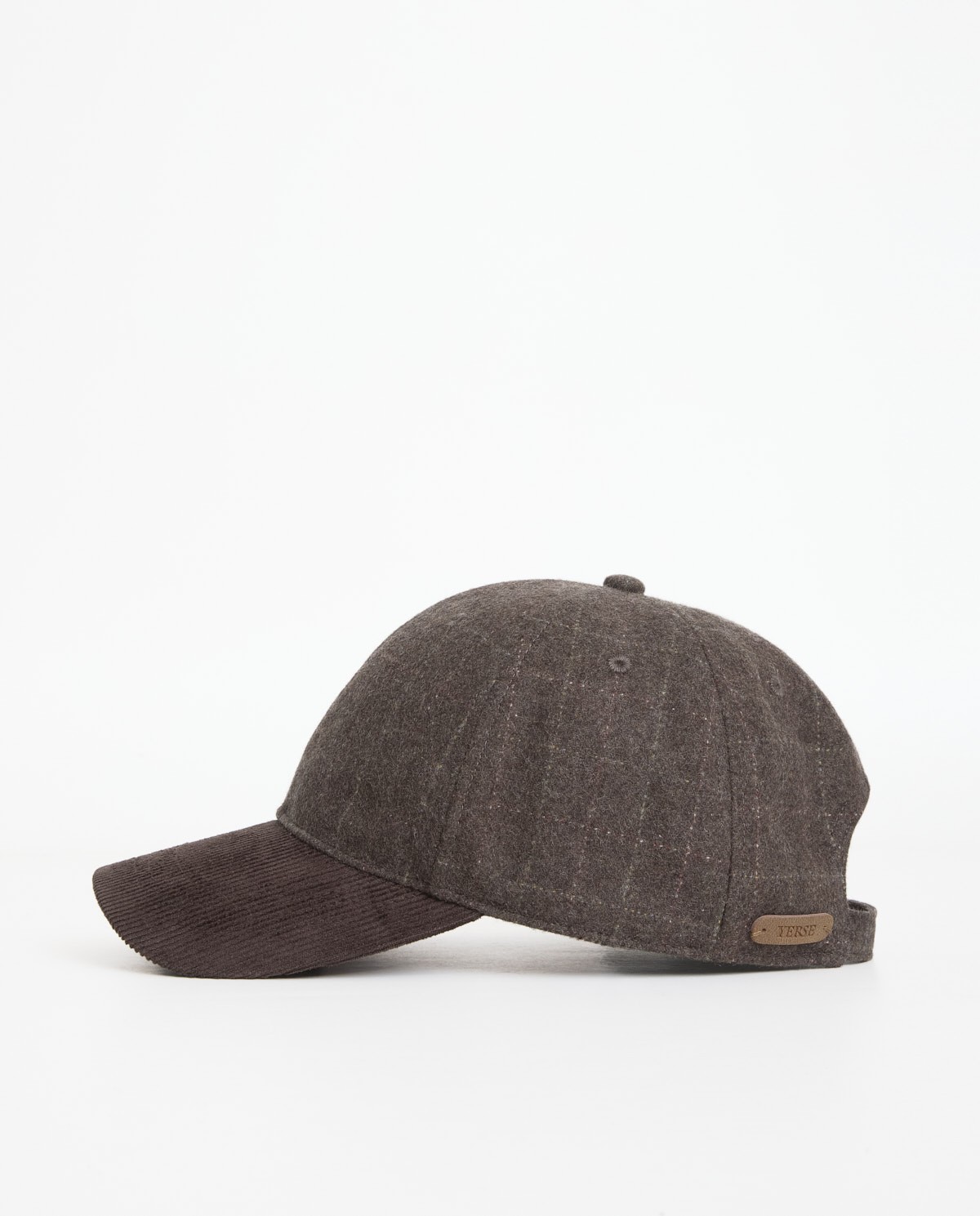 Brown corduroy and flannel hat
