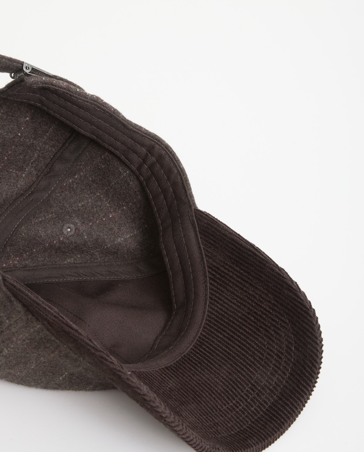 Brown corduroy and flannel hat