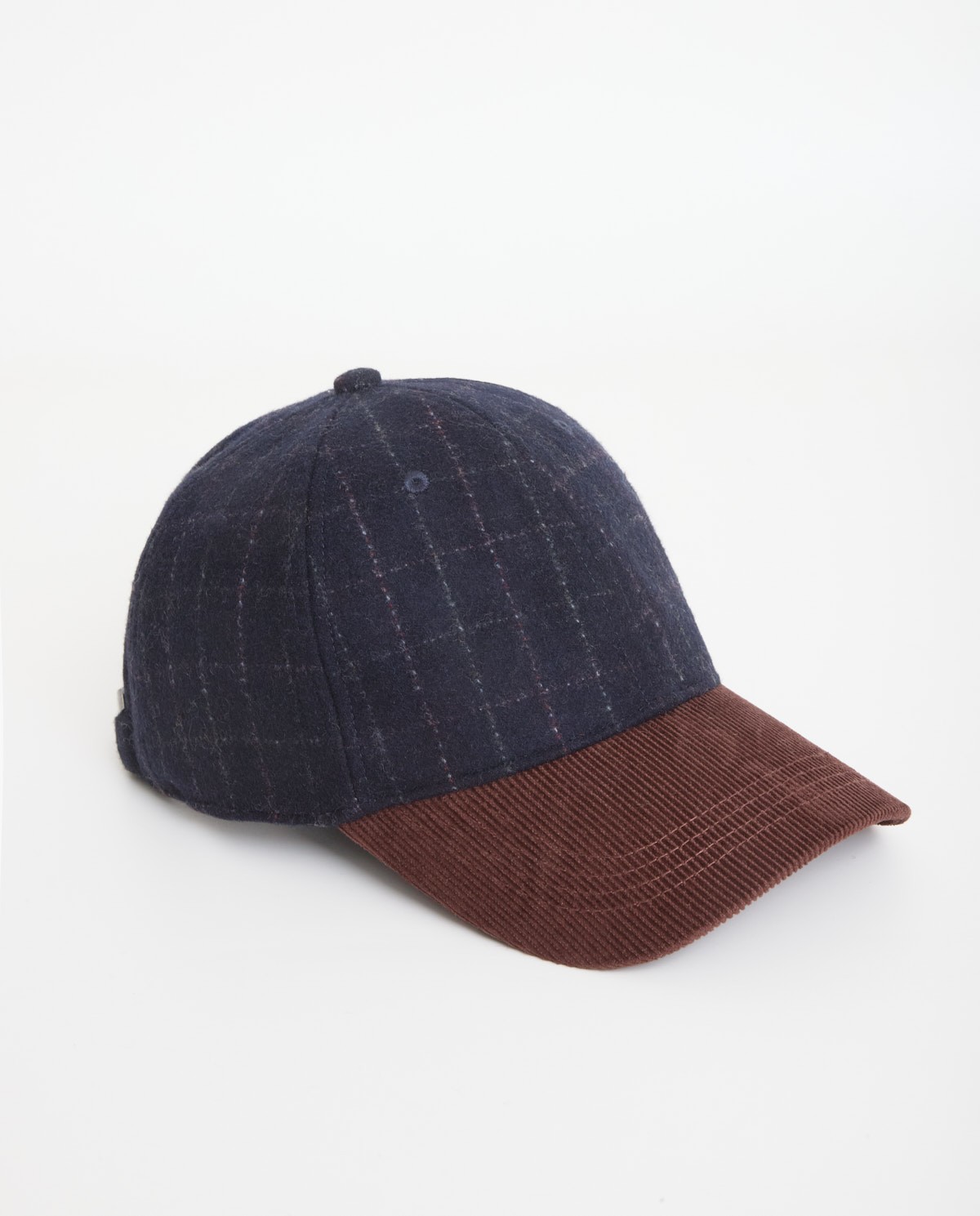 Navy-blue corduroy and flannel hat