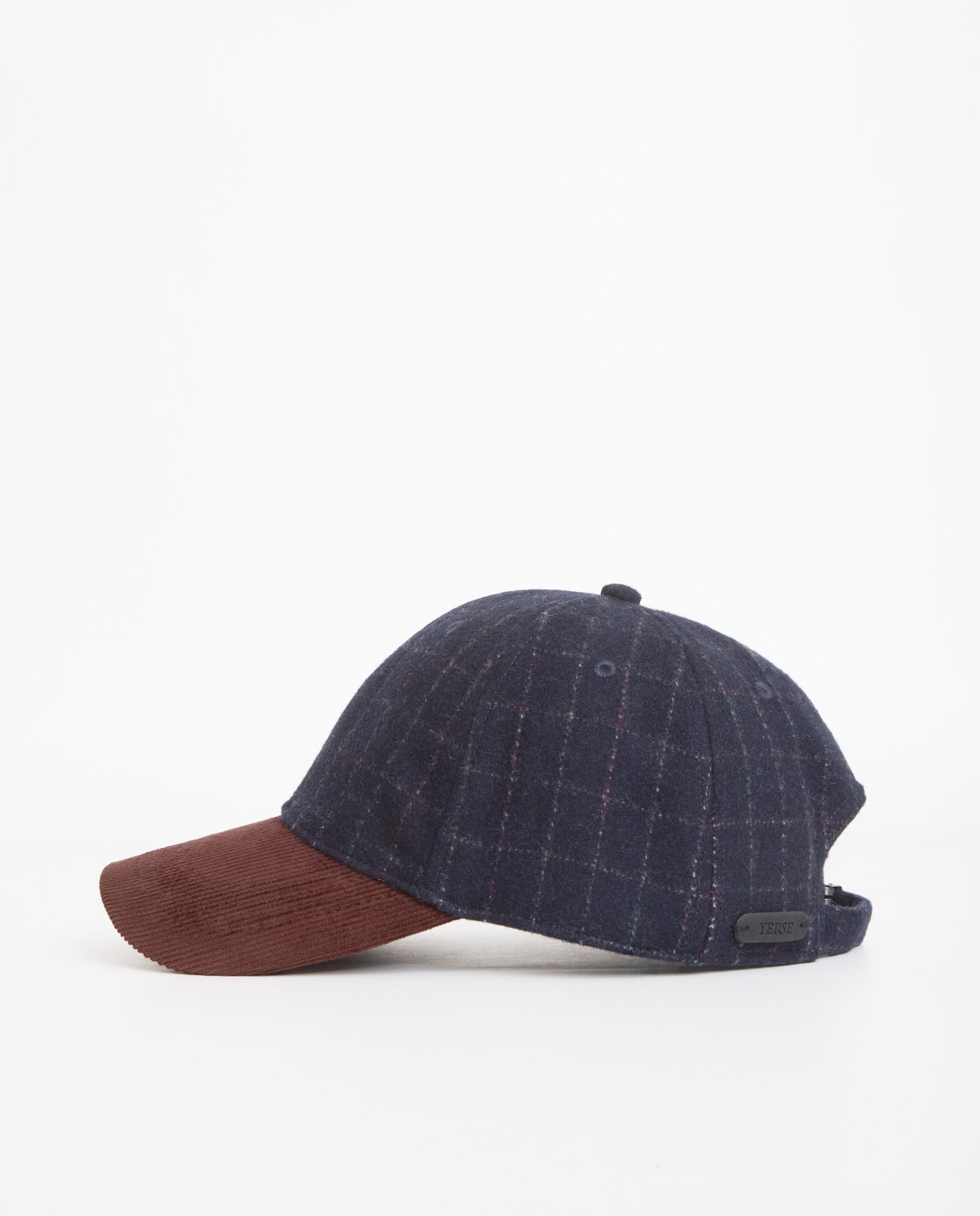 Navy-blue corduroy and flannel hat