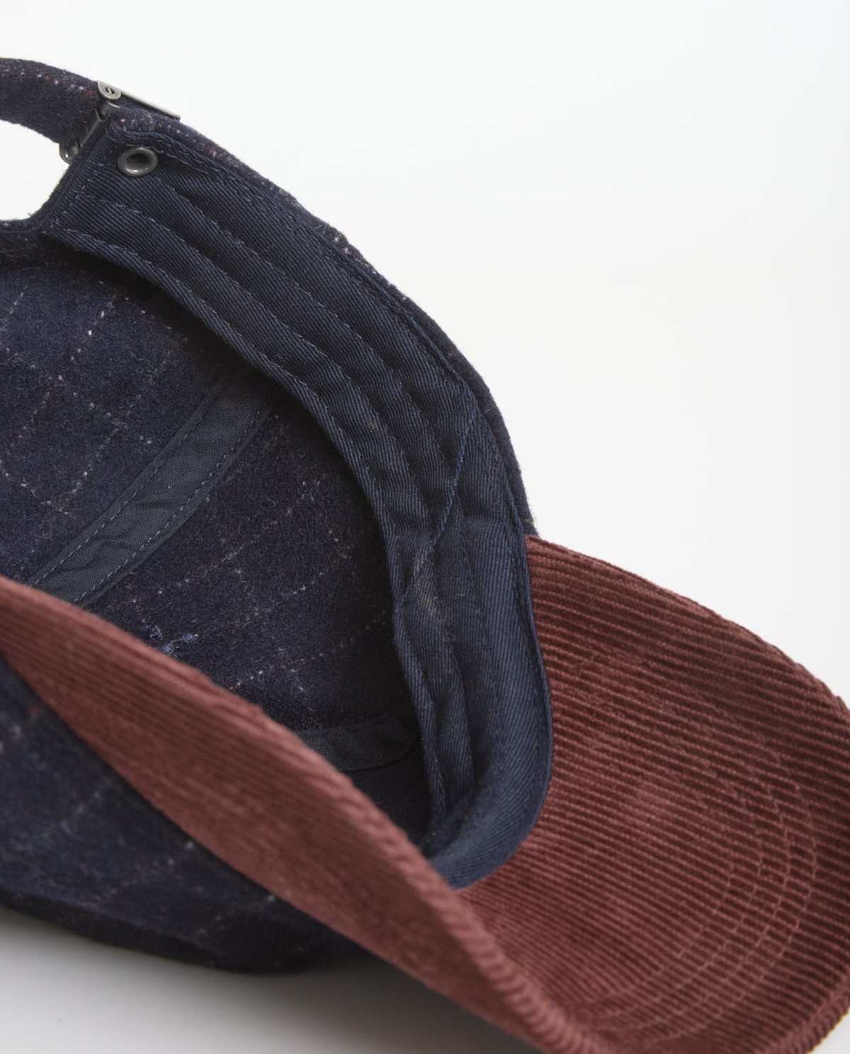 Navy-blue corduroy and flannel hat