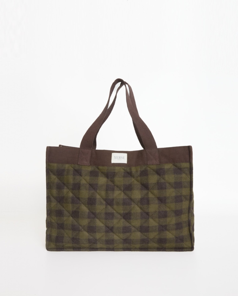 Bolso shopper acolchado con lana mujer Yerse - Detalle frontal