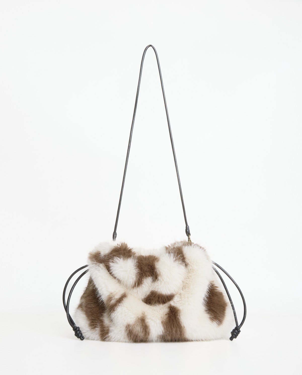 Sac en fourrure avec poignée réglable en cuir multicolore - Sac en fourrure avec doublure intérieure 3