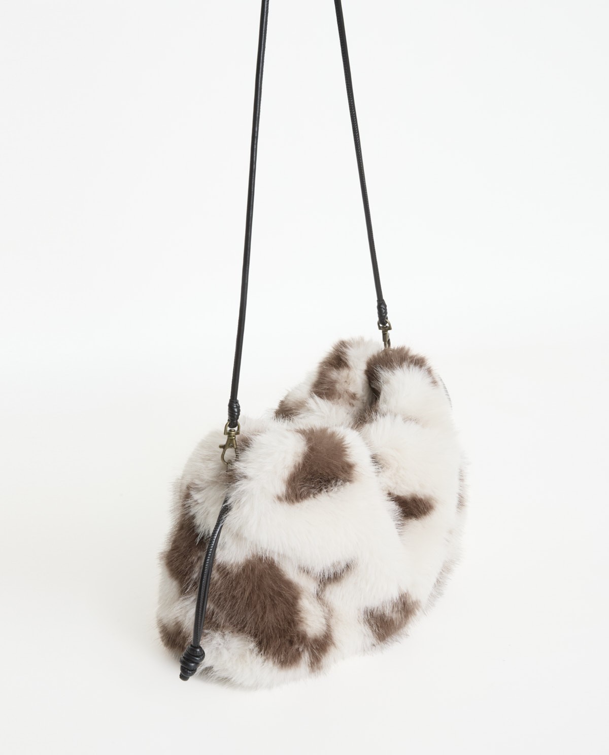 Sac en fourrure avec poignée réglable en cuir multicolore - Sac en fourrure avec doublure intérieure 4