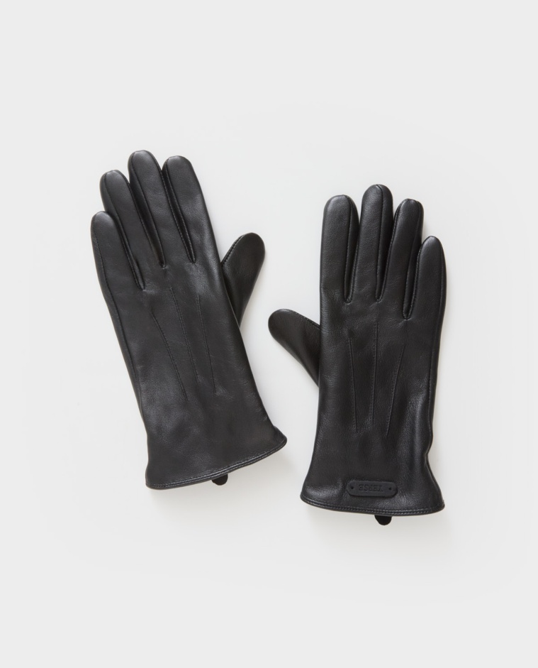 Black 100% leather gloves woman Yerse - Front view