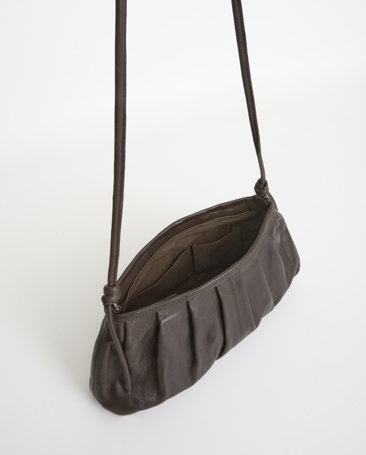 100% chocolate leather shoulder bag - Clutch style shoulder bag 2