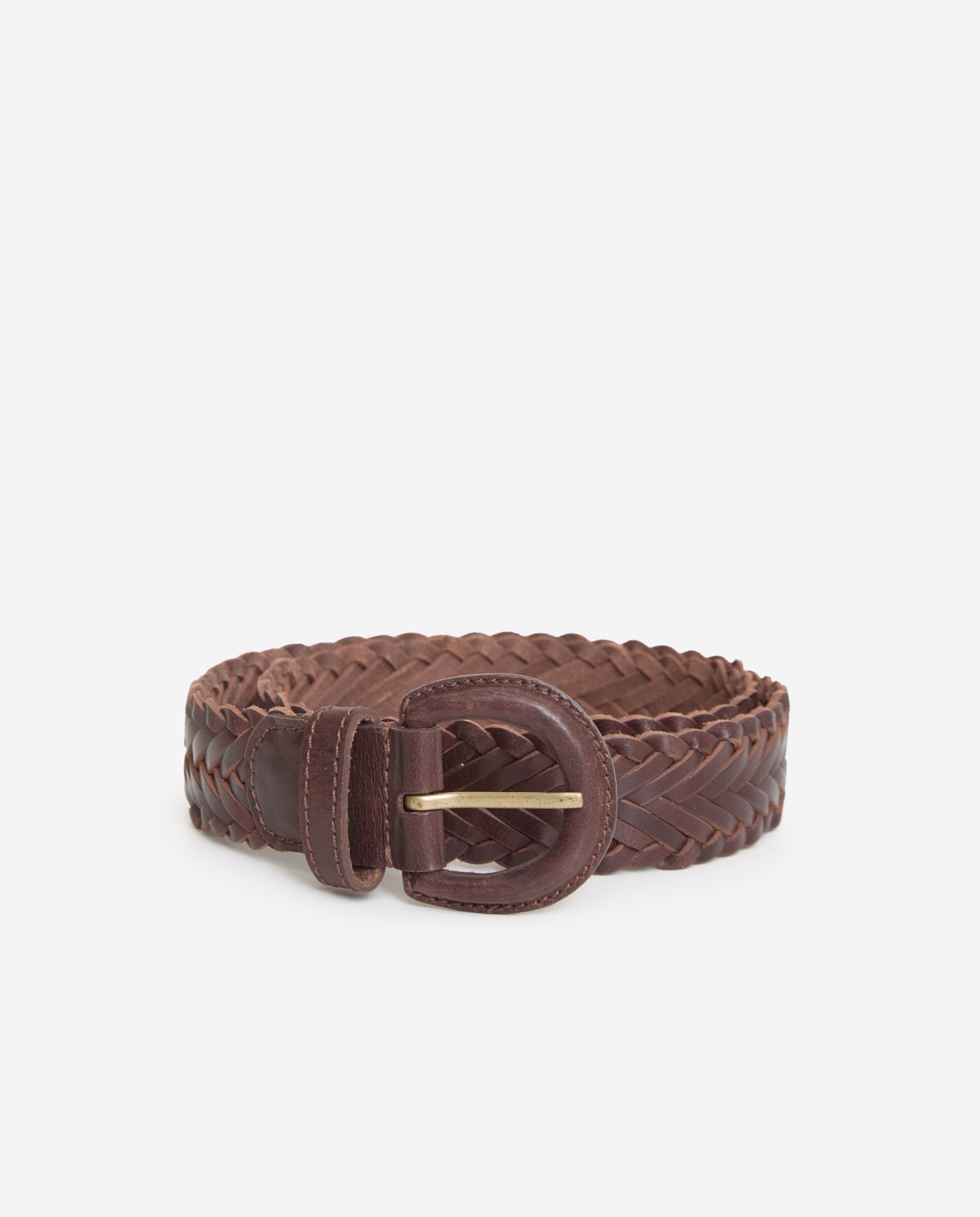 Cinturón piel trenzado chocolate - Cinturón trenzado 1