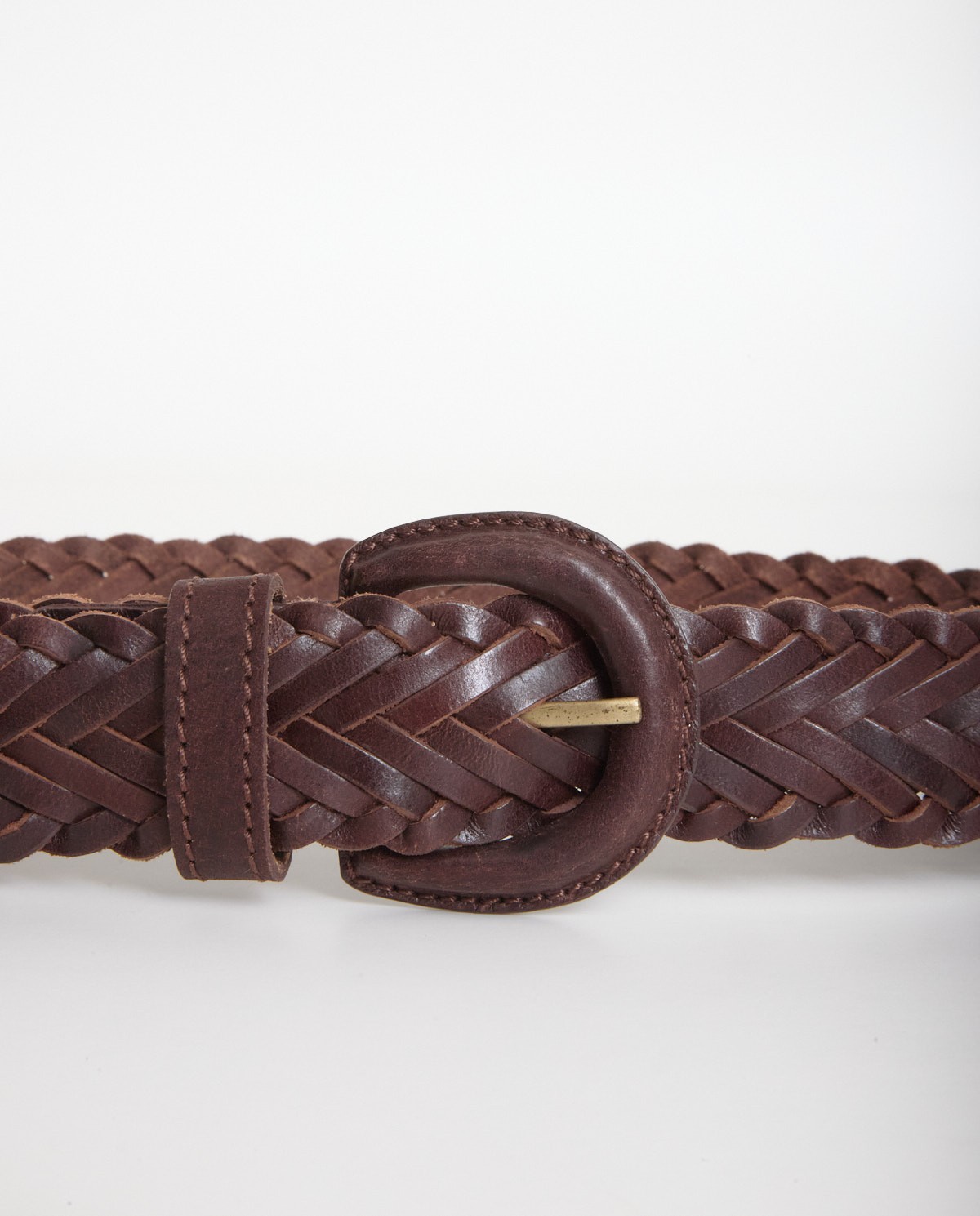 Cinturón piel trenzado chocolate - Cinturón trenzado 3