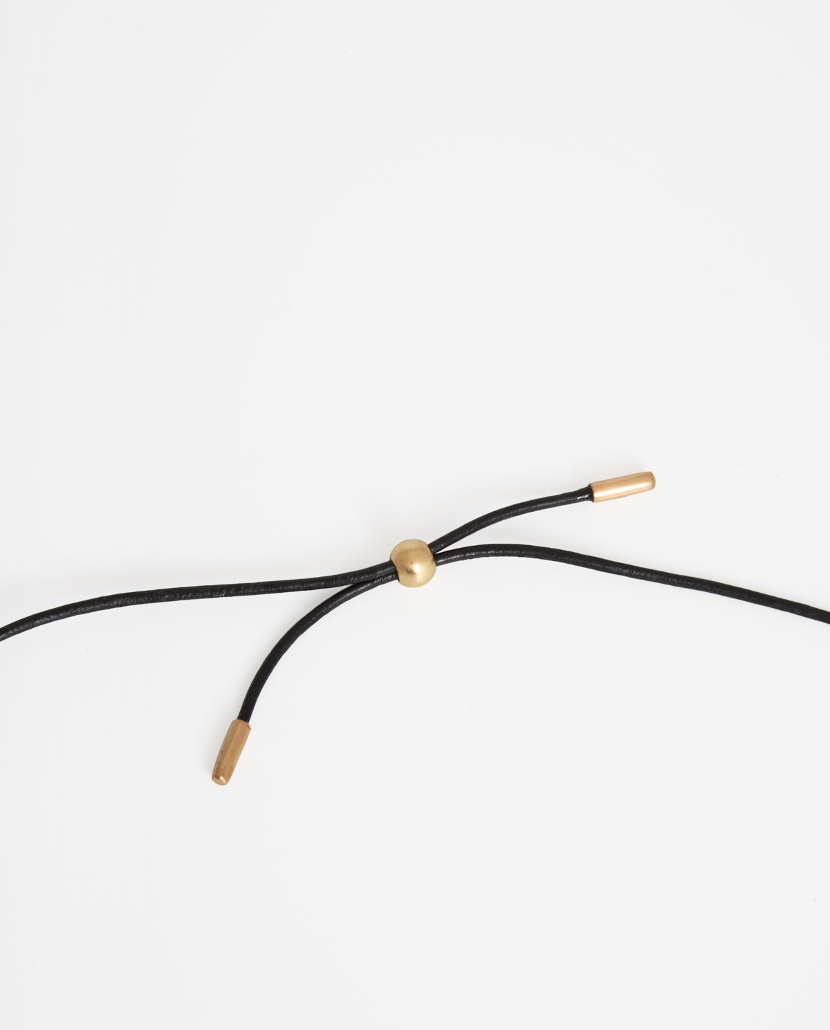 Collier long doré à silhouette organique avec détail en cuir véritable 2