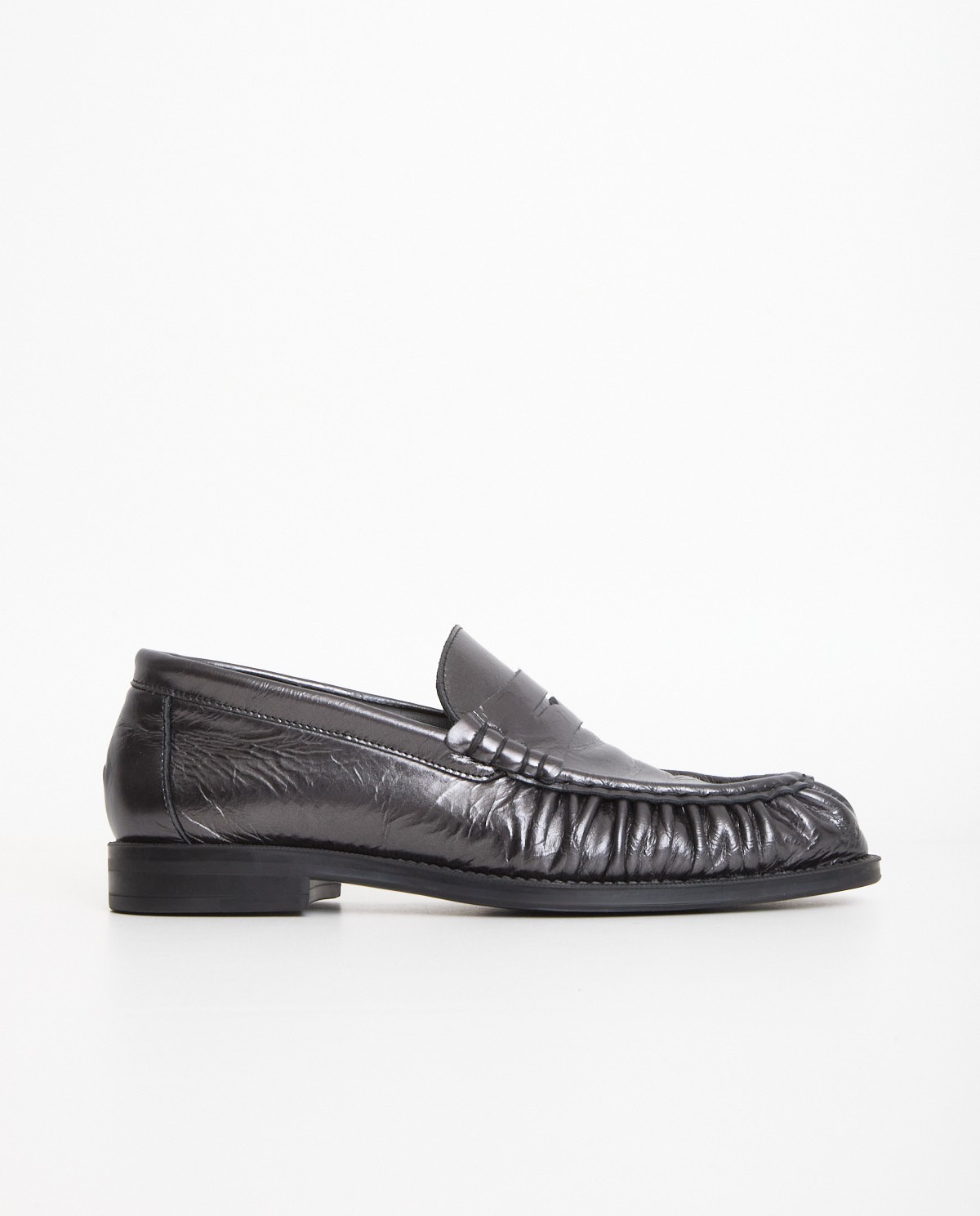 Mocasín piel efecto arrugado plomo 2