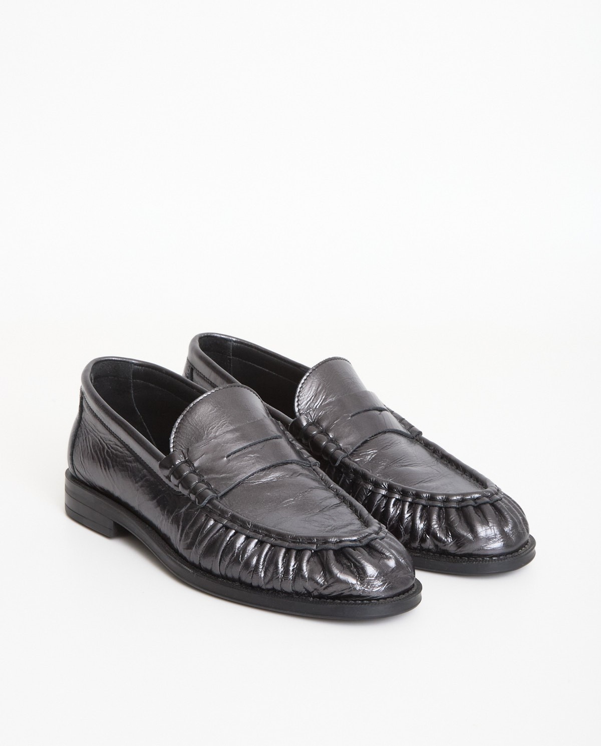 Mocasín piel efecto arrugado plomo 3