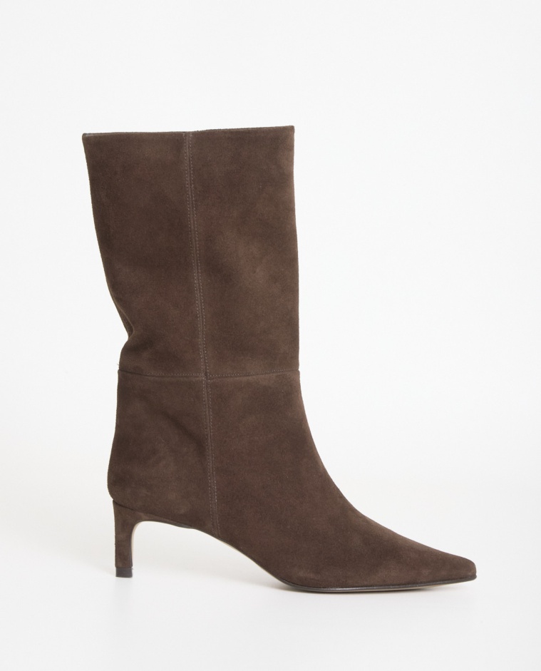 Botines piel serraje marron