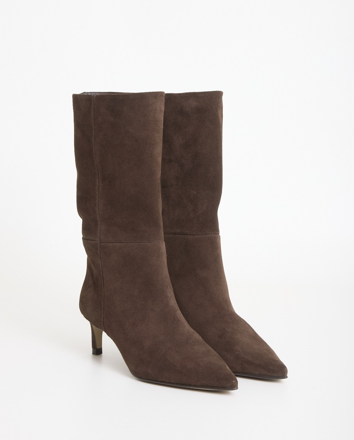 Chocolate split-leather boots woman Yerse - Front view 1
