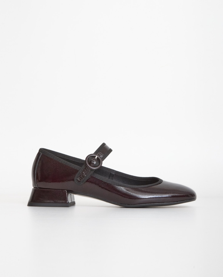 Mary Jane en cuir brillant - Mary Jane en cuir aubergine