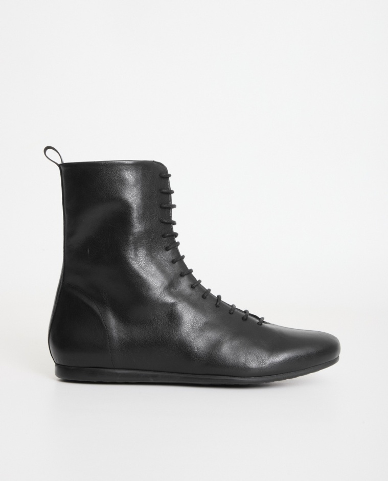 Bota de piel boxing negro - Bota de media caña