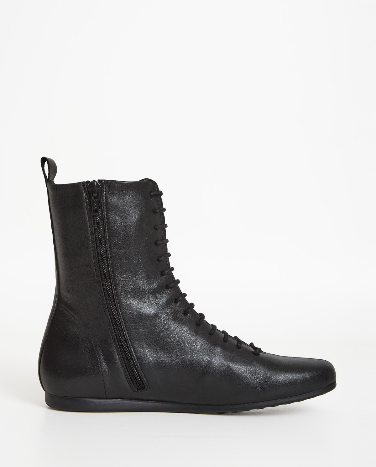 Bota estilo boxing piel negro mujer Yerse - Detalle frontal 3