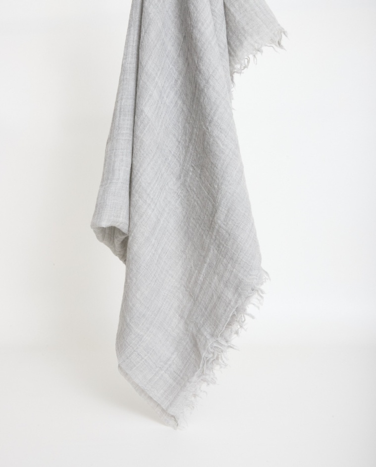 Écharpe 100% laine douce, gris clair - Écharpe 100% laine
