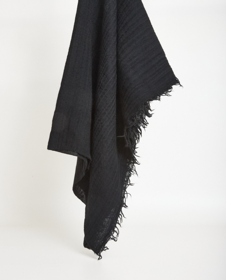 Écharpe 100 % laine douce noire - Écharpe 100 % laine