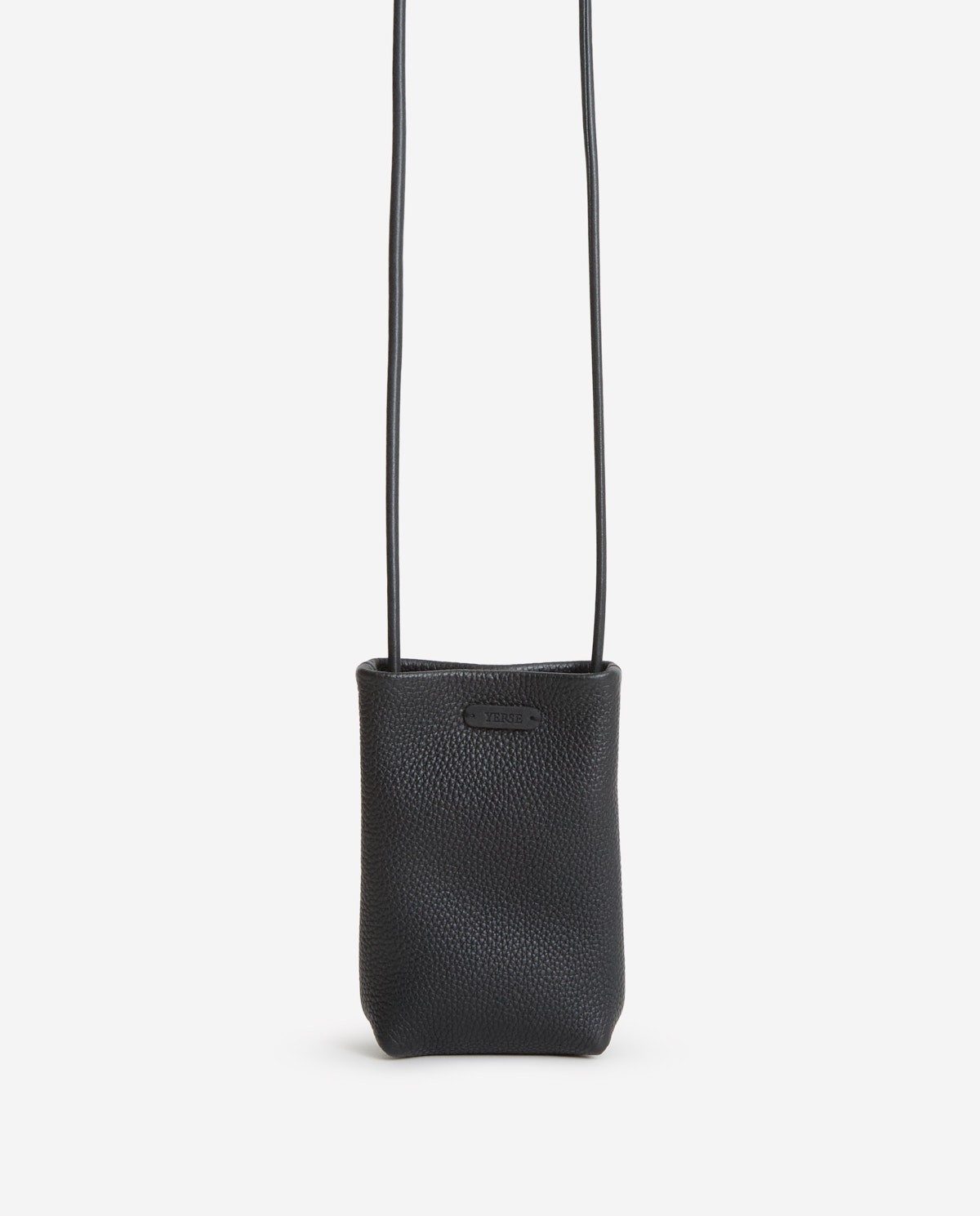 Black 100% grain leather mobile pouch woman Yerse - Front view