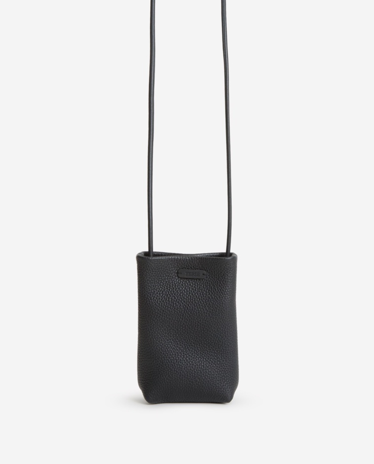 Porta móvil piel 100% granulado negro - Porta móvil piel 100%
