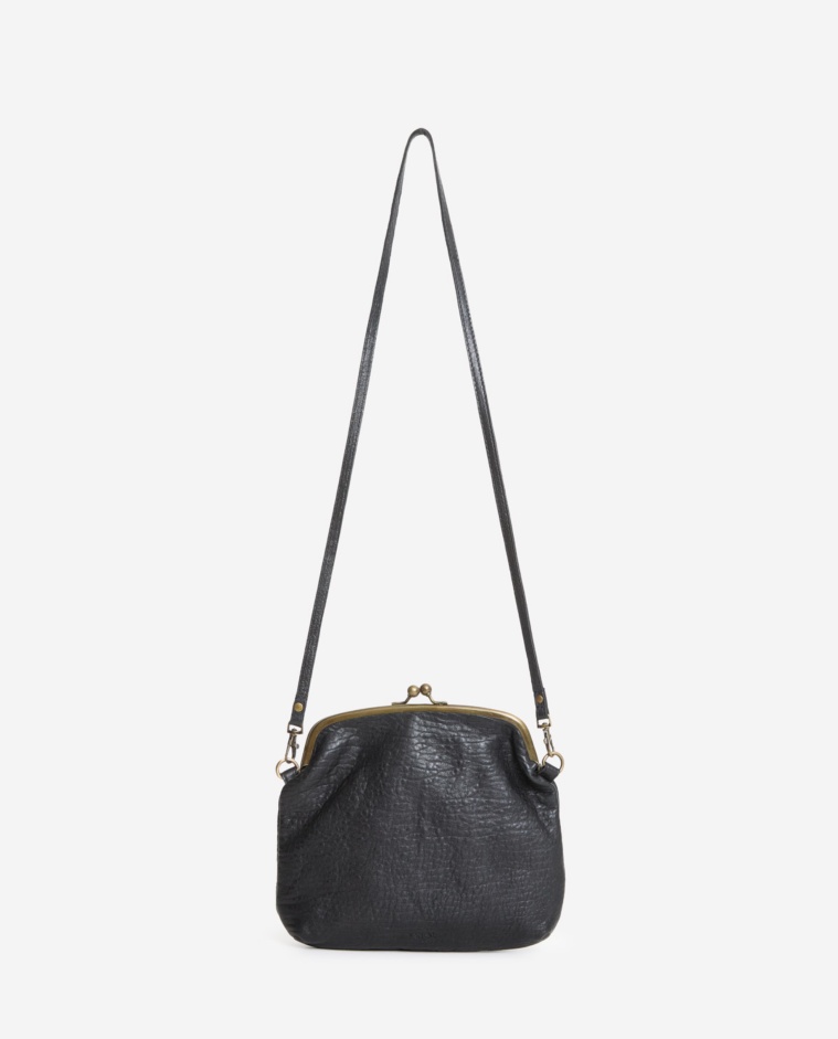 Bolso monedero piel 100% negro - Bolso monedero piel 100%