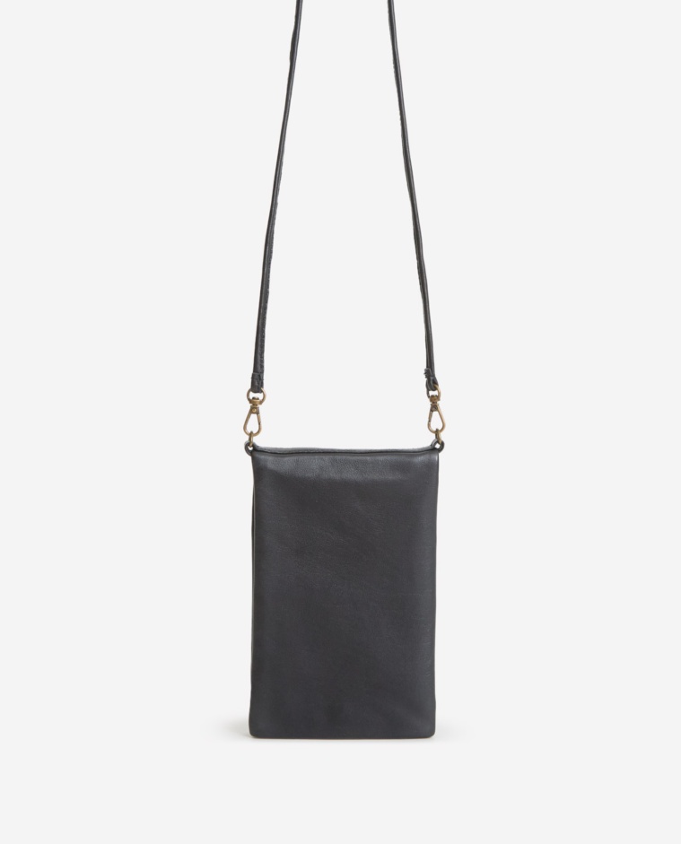 Bolso porta móvil piel 100% negro - Bolso porta móvil de piel