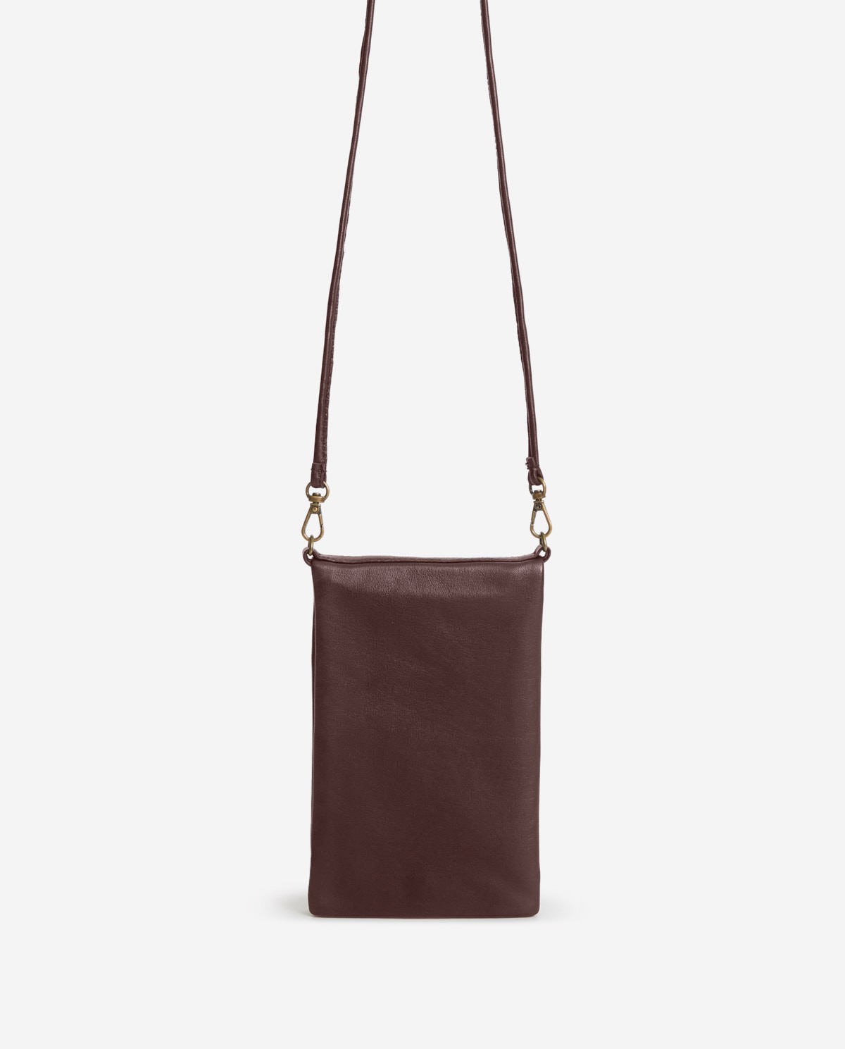 Bolso porta móvil piel 100% berenjena - Bolso porta móvil de piel