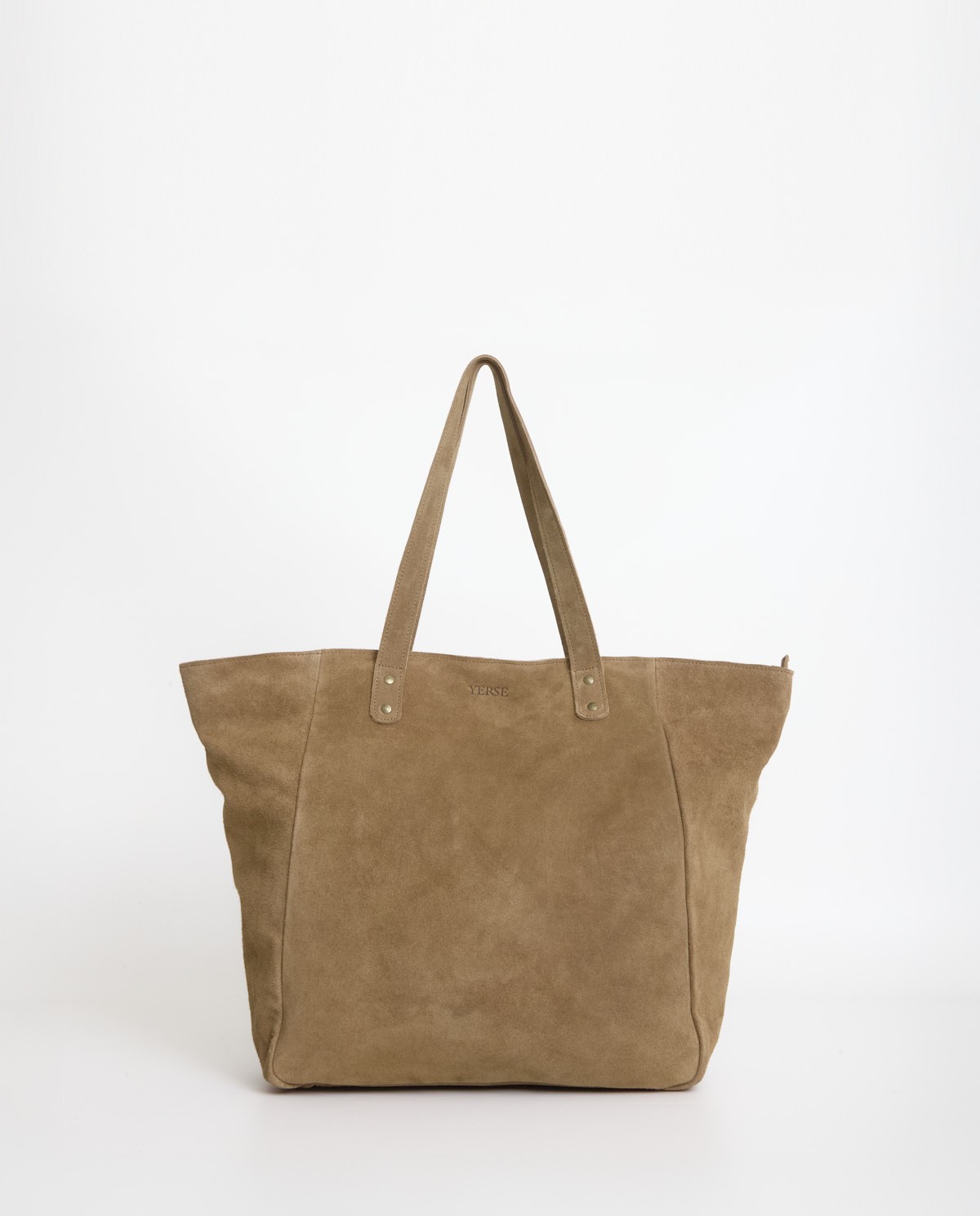 Sac shopper en cuir suédé marron