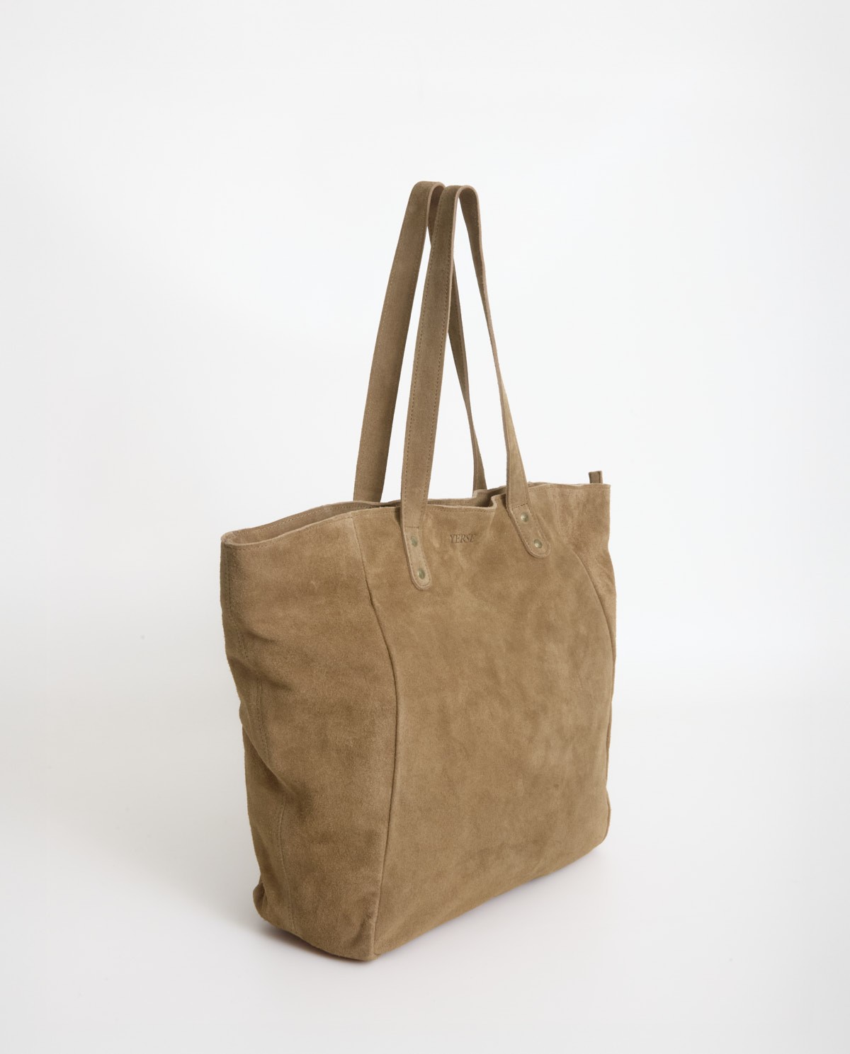 Sac shopper en cuir suédé marron