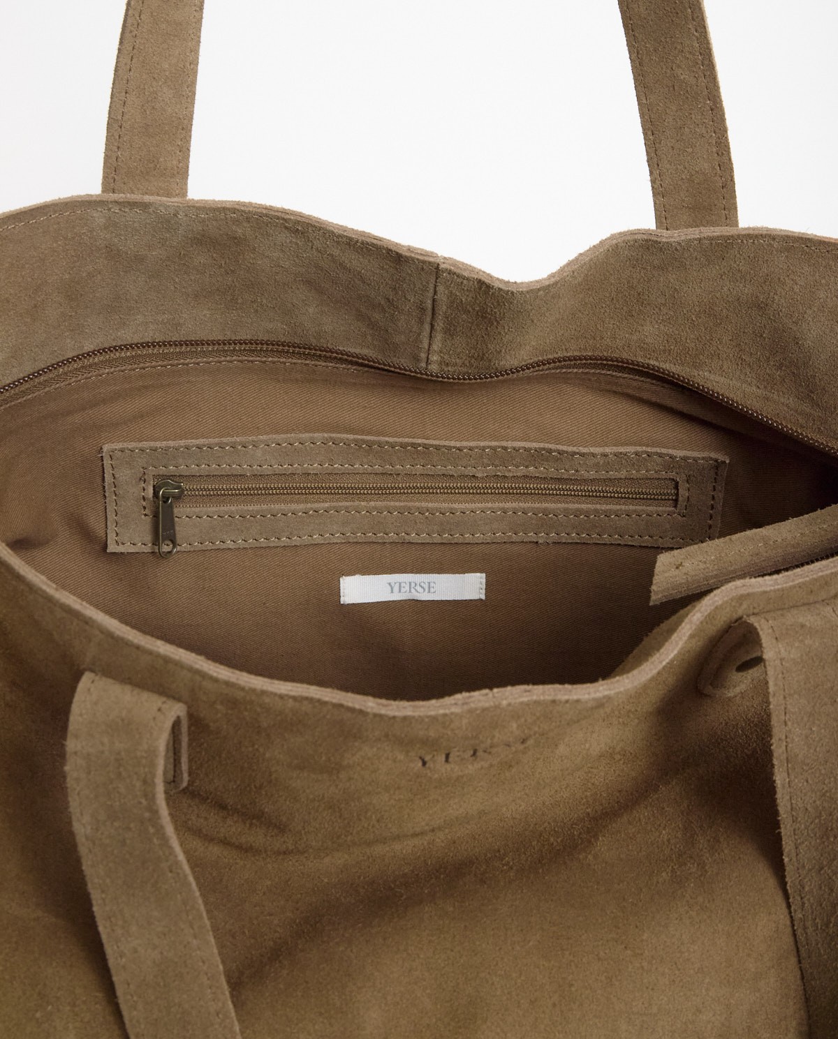 Sac shopper en cuir suédé marron