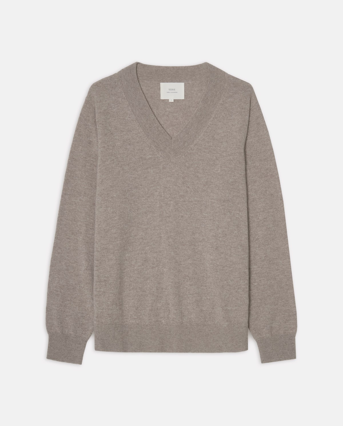 Jersey 100% cashmere beige para mujer – cuello pico, cálido y cómodo 6