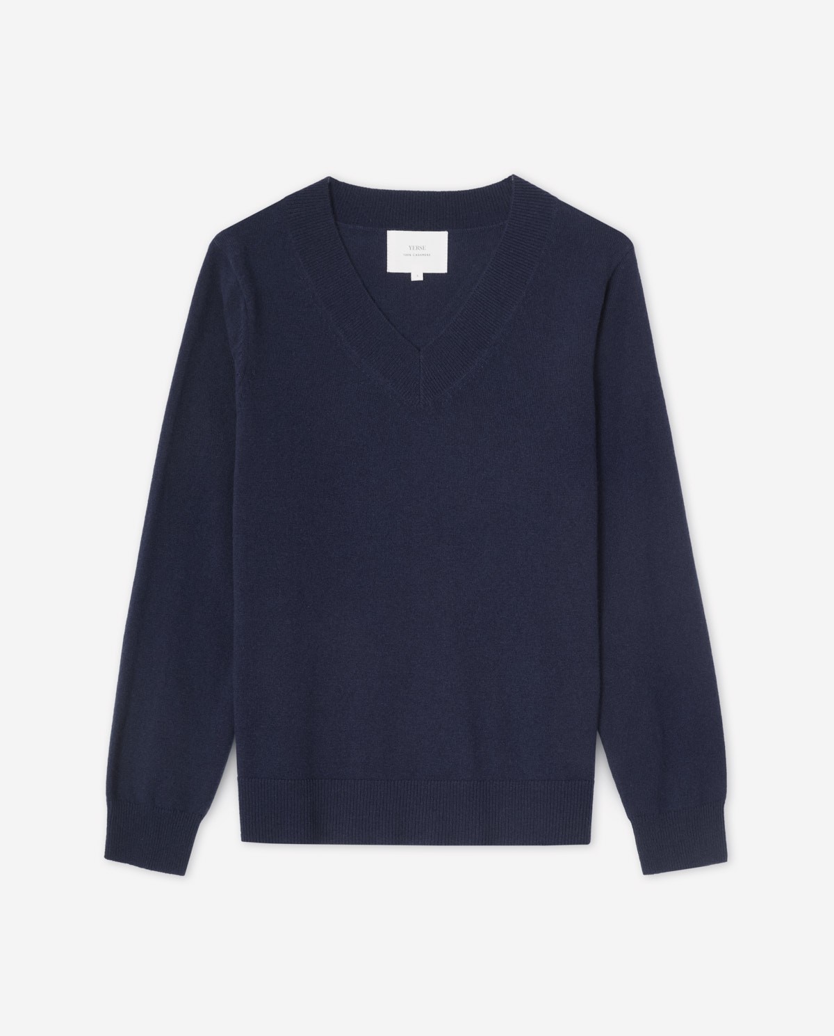Jersey 100% cashmere azul oscuro para mujer – cuello pico, cálido, suave y ligero 7